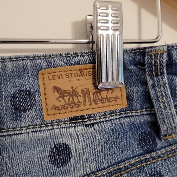 Levi's shortly short size 7 blue polka dot denim - Picture 8 of 15